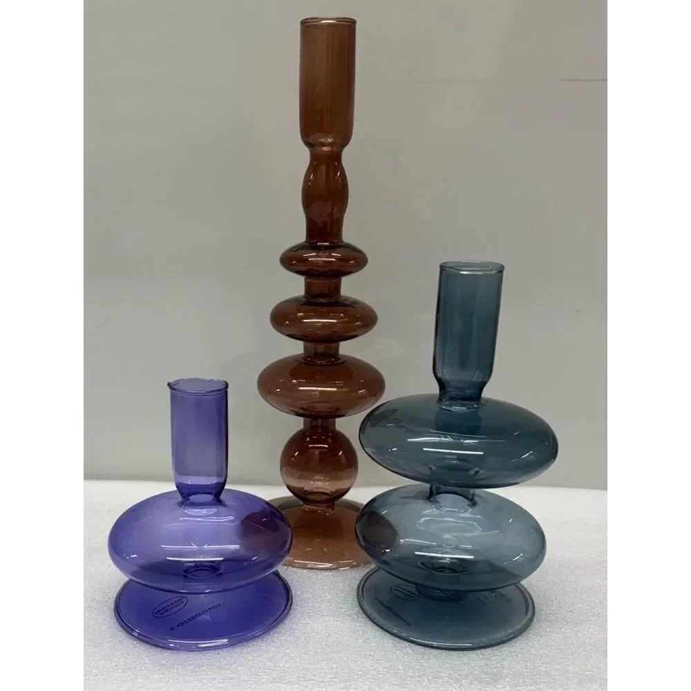 Rare Anthropology Glass Bubble Candle Holders / Set of 3 / New